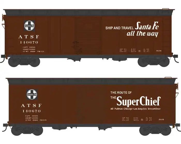 Bowser HO 40' Boxcar SF Super Chief #140777 1/87 - BOW43145