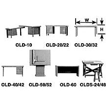 Plastruct O gauge White Styrene Desk With Single Pedestals (1 per pack)