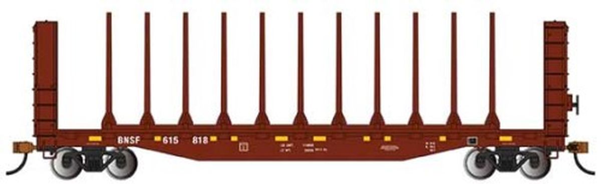 Bachmann HO 52' Center-Beam Flatcar w/Bulkheads BNSF #615818 1/87 - BAC12905