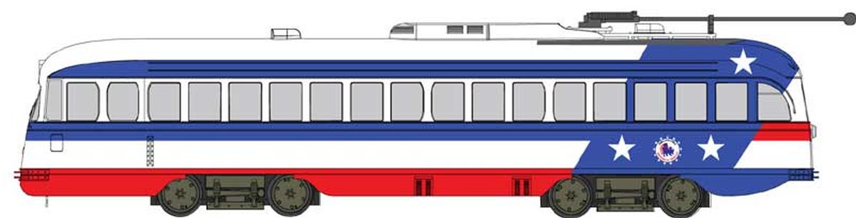 Bowser HO Trolley BiCentennial no state no number with decal* and D 1/87 - BOW13031