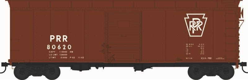Bowser HO X31A 2-Dr Round Inset Roof Boxcar PRR Plain Keystone #80 1/87 - BOW43327