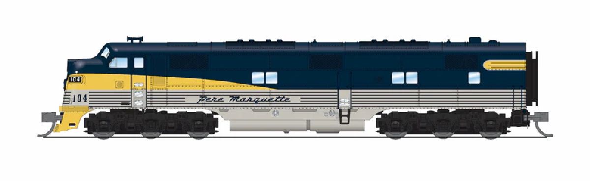 Broadway Limited N EMD E7A Pere Marquette #104 Tri-Color Streamliner Scheme N 1/160 - BLI10226