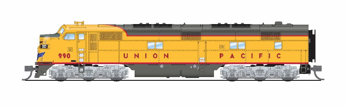 Broadway Limited N EMD E7 A/B Set UP 990 / 990B Yellow & Gray 1960's Appearan 1/160 - BLI10239