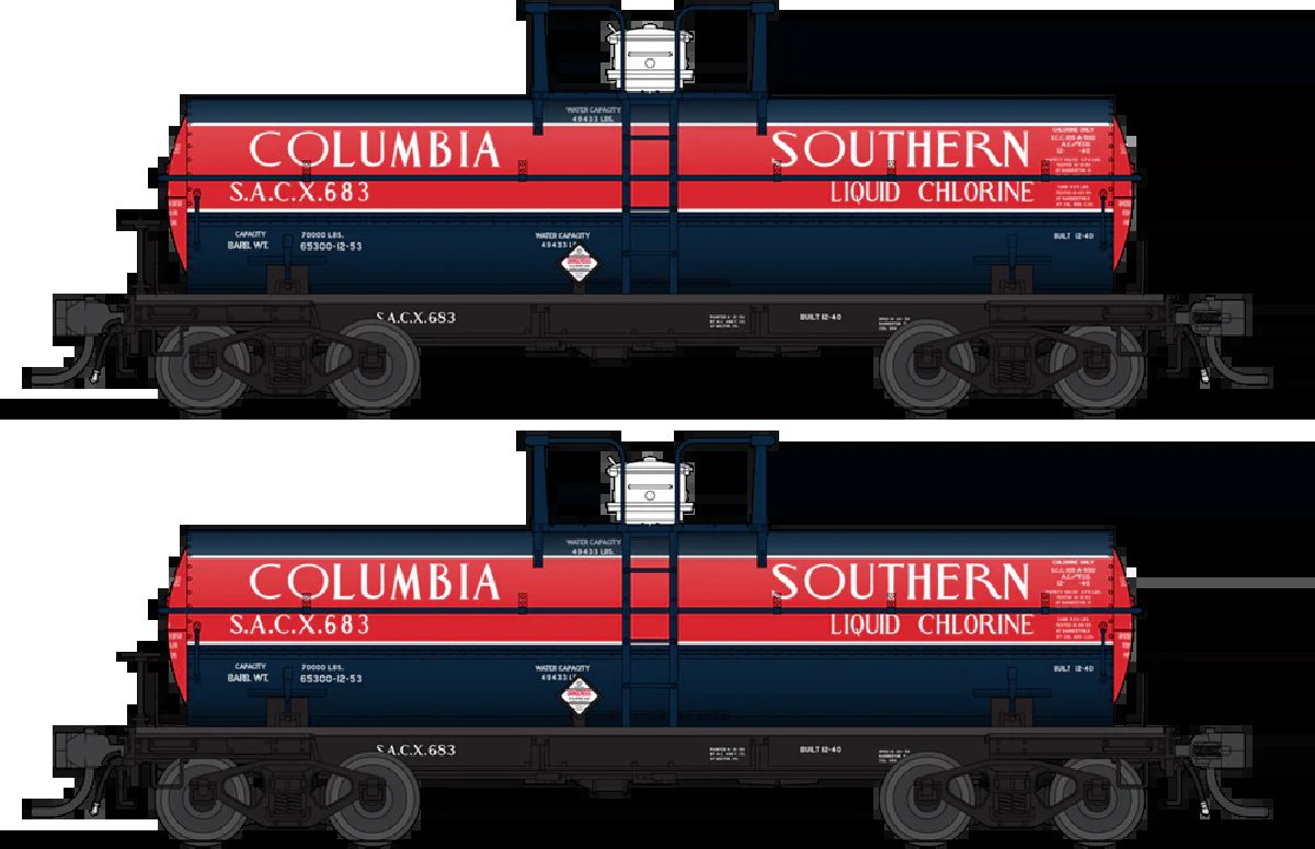 Broadway Limited HO 6000 Gallon Tank Columbia SOU Dark Blue & Red 2-pack 1/87 - BLI10350