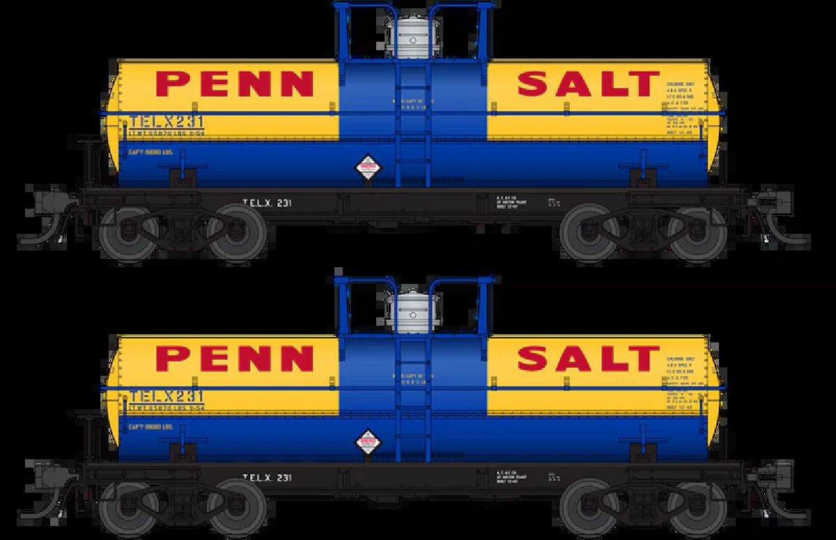 Broadway Limited HO 6000 Gallon Tank Penn Salt Blue & Yellow 2-pack (TELX #32 1/87 - BLI10358