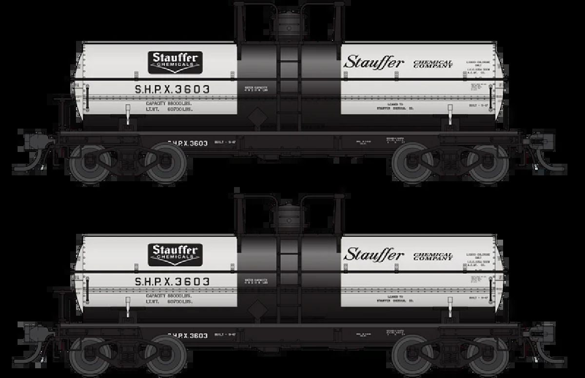Broadway Limited HO 6000 Gallon Tank Stauffer Chemical Gray & Black 2-pack (S 1/87 - BLI10359