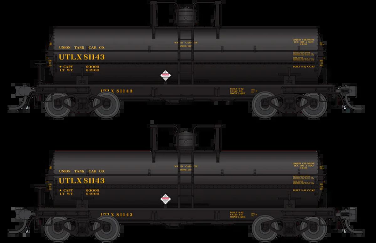 Broadway Limited HO 6000 Gallon Tank UTLX Black w/ yellow lettering 2-pack (U 1/87 - BLI10360