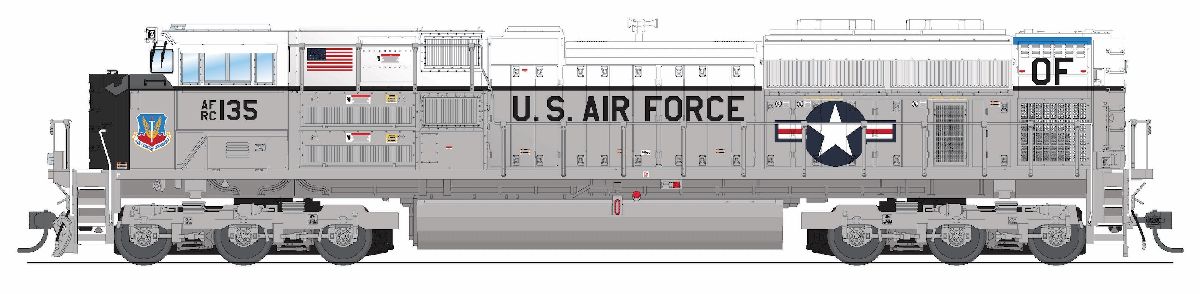 Broadway Limited HO EMD SD70ACe US Air Force #135 Fantasy Paint No-Sound DCC- 1/87 - BLI10444