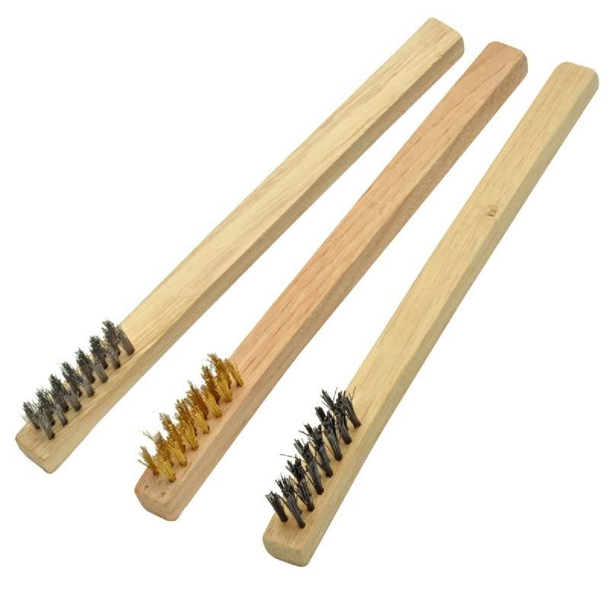 ENK - Enkay 3 pc. Wire Brush Set wood handles carded - ENK16603C