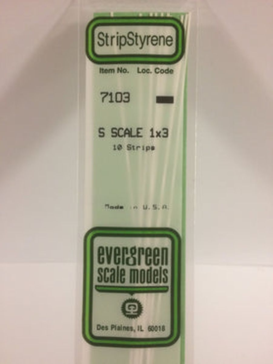 Evergreen S-Strips 1 x 3 (10) - EVG7103