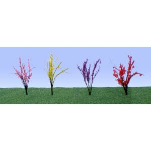 JTT HO Flower Bushes 1/2''-3/4'' Red Pink Yellow Purple - JTT95545