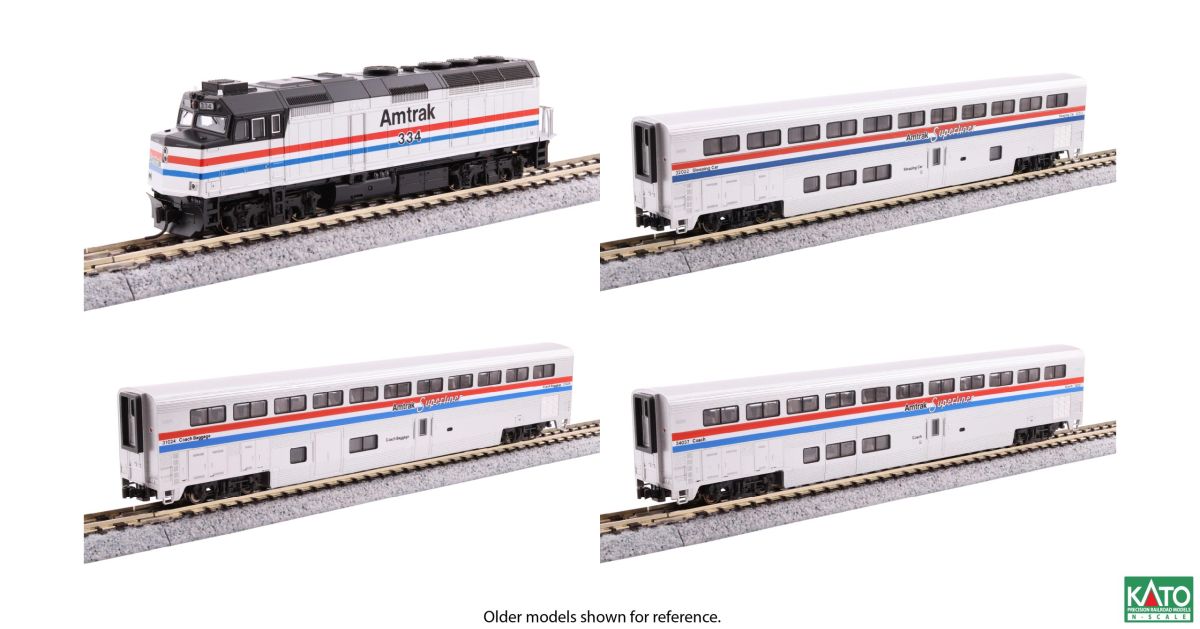 Kato Amtrak F40PH with Ditch lights Superliner I Phase III 4 Uni 1/160 - KAT1063530S