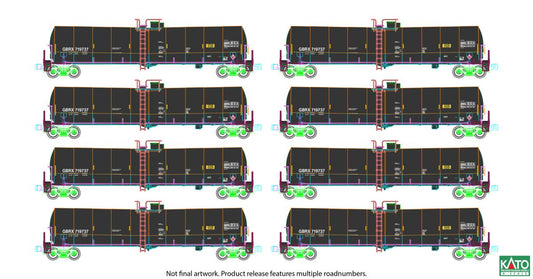 Kato N Greenbrier Tank Car 8 Car Set GBRX Set A 1/160 - KAT1064801