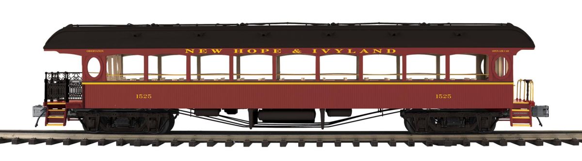MTH O New Hope & Ivyland 64' Open Air Woodsided Observation Car 1/48 - MTH2062193