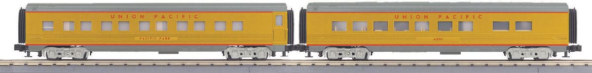 MTH O UP 2-Car Streamlined Sleeper/Diner Set Yellow 1/48 - MTH3068315