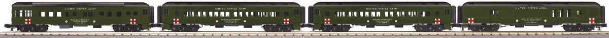 MTH O U.S. Army 4-Car Madison Passenger Set 1/48 - MTH3069392