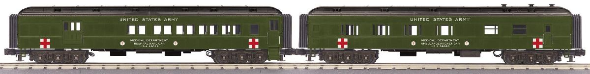MTH O U.S. Army 4-Car Madison Combine/Diner Set 1/48 - MTH3069393
