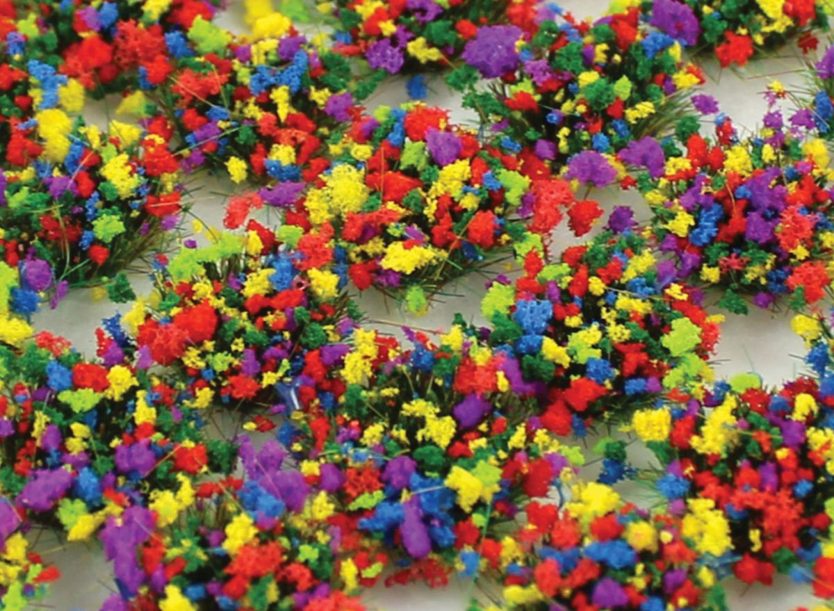 PPC - Peco 6mm Mixed Flowers Static Grass Tufts x100 - PPCSGTMIX06