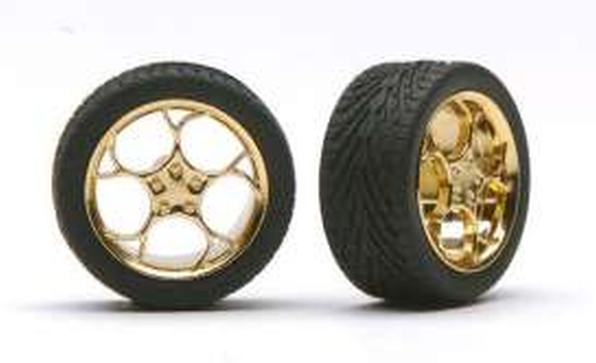 Pegasus Hobbies SWIRL STAR RIMS W/TIRES CHROME 1/24 - PGH1214