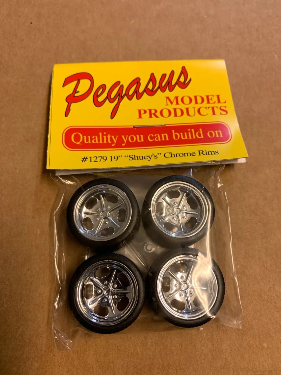 Pegasus Hobbies SCHUEY'S 19 RIMS W/TIRES CHROME 1/24 - PGH1279