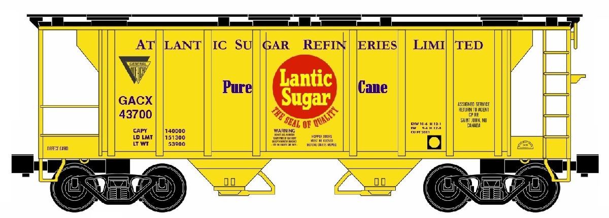 Ready Made Trains O 2 Bay Covered Hopper Atlantic Sugar 1/48 - RMT86399101