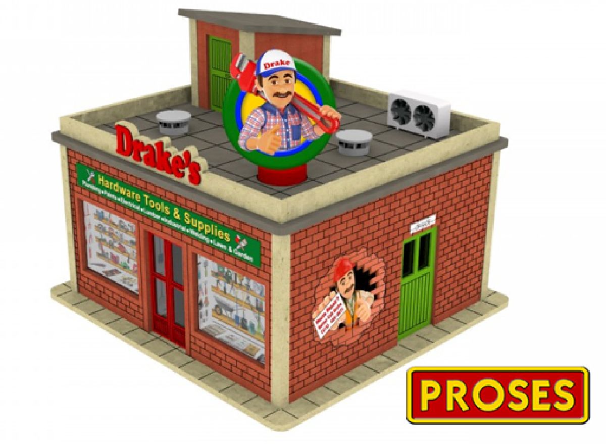 Williams O SCALE DRAKES HARDWARE STORE with LIGHT and ROTATING SIGN L 1/48 - WLM39123
