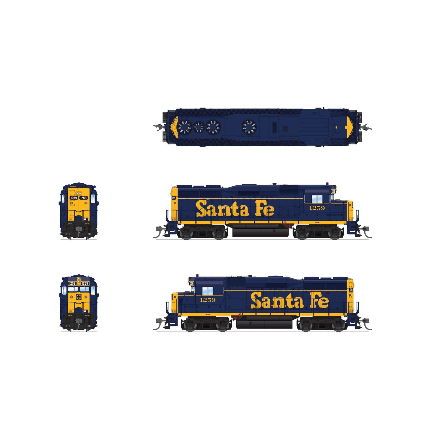 Broadway Limited HO Scale EMD GP30 ATSF 1259 Bookend Scheme Paragon4 Sound/DC/DCC HO