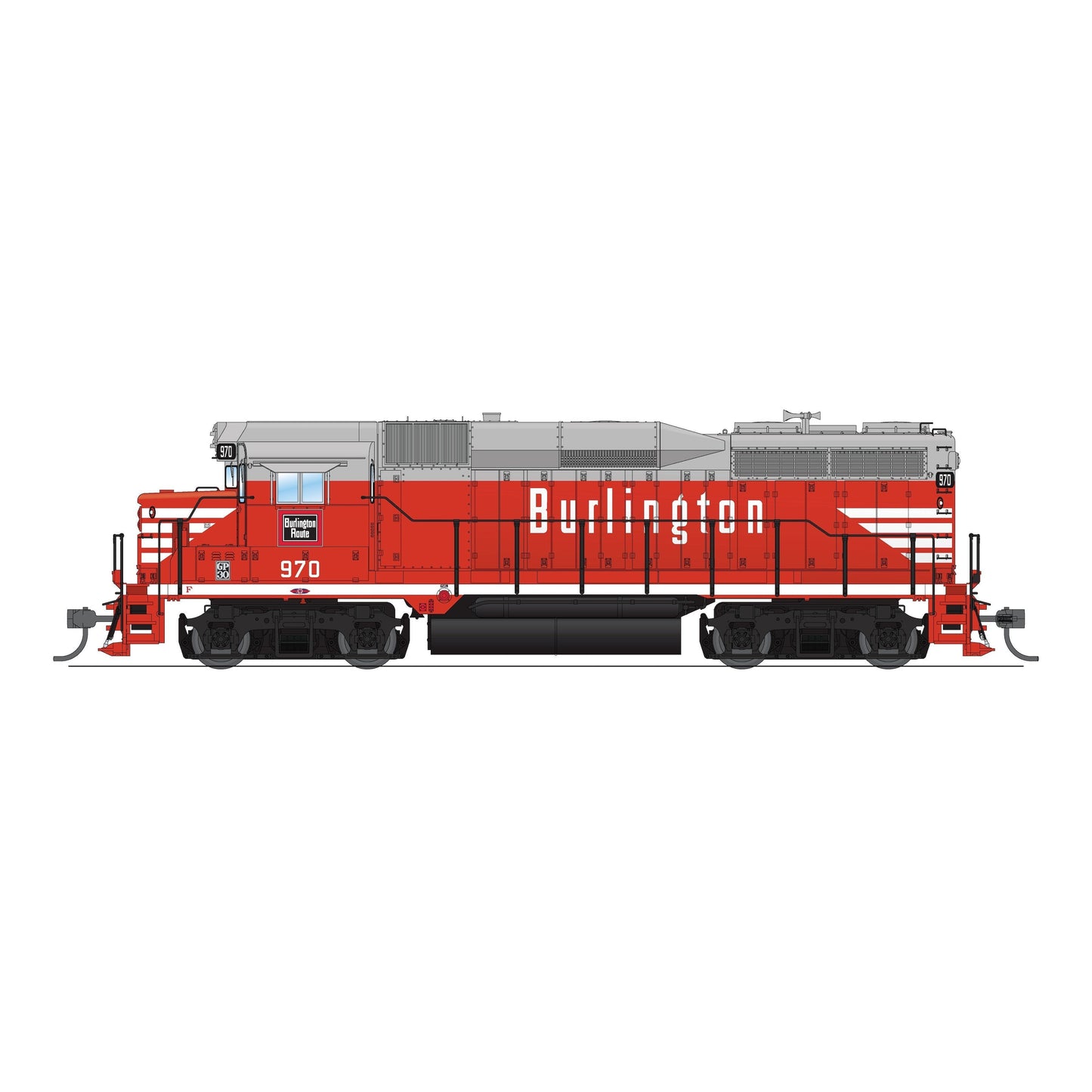 Broadway Limited HO Scale EMD GP30 CBQ 974 Chinese Red Paragon4 Sound/DC/DCC HO