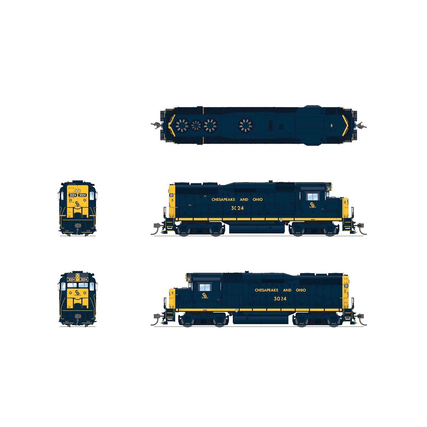 Broadway Limited HO Scale EMD GP30 C&O 3024 As-Delivered Paragon4 Sound/DC/DCC HO