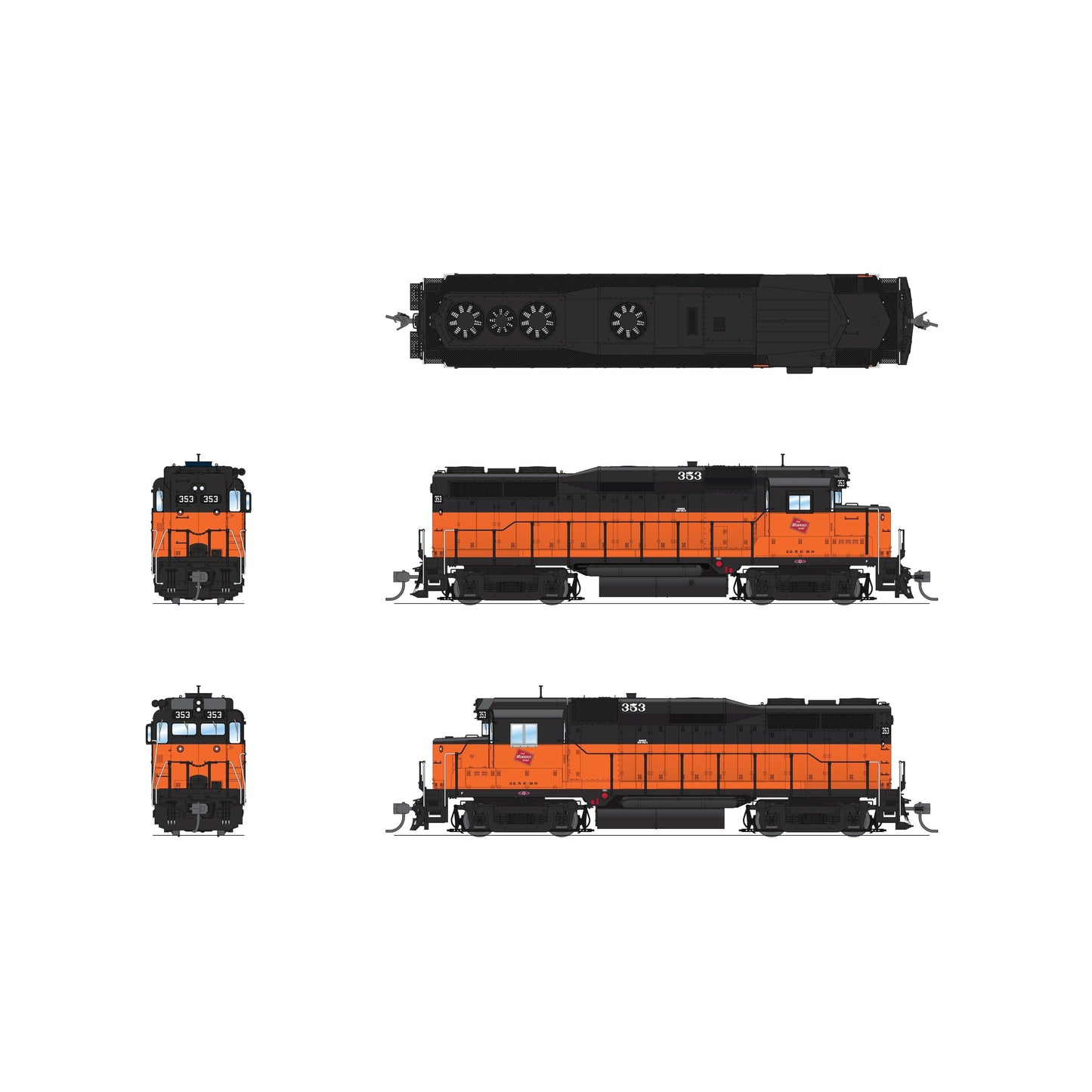 Broadway Limited HO Scale EMD GP30 MILW 353 Orange & Black Paragon4 Sound/DC/DCC HO