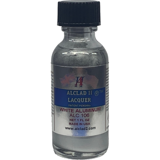 Alclad II White Aluminum Metallic Lacquer Paint 1 oz ALC106 | Scale Model Supply