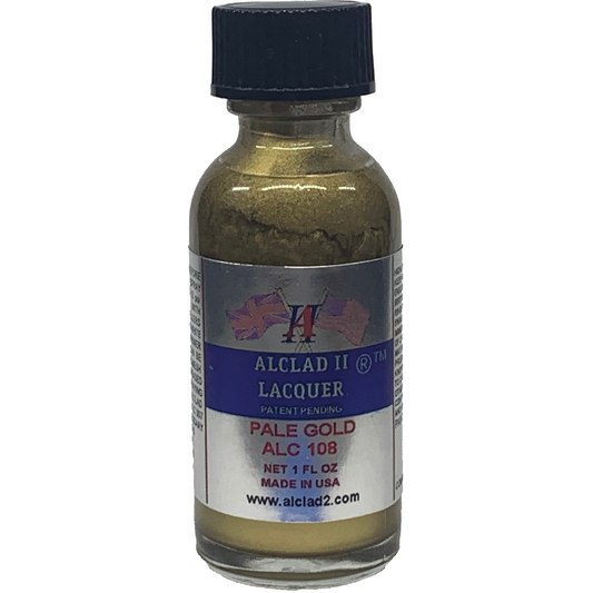 Alclad II Pale Gold Metallic Lacquer Paint 1 oz ALC108 | Scale Model Supply