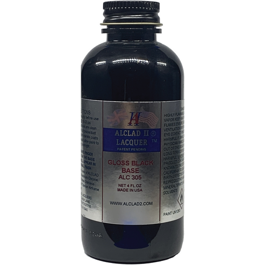 Alclad II Gloss Black Enamel Base Metallic Lacquer Paint 4 oz ALC305 | Scale Model Supply