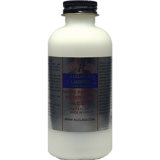 Alclad II White Primer & Microfiller Metallic Lacquer Paint 4 oz ALC306 | Scale Model Supply
