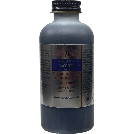 Alclad II Black Primer & Microfiller Metallic Lacquer Paint 4 oz ALC309 | Scale Model Supply