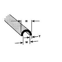 Plastruct Gray Butyrate Half Round Profile - 7/16" (11.1mm) O.D. - 5/16" (7.0mm) I.D. - 1/16" (1.6mm) Wall (3 per pack)