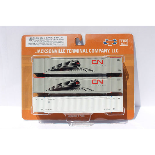 Jacksonville Terminal Company N CN Intermodal 53' High Cube Container 3pk