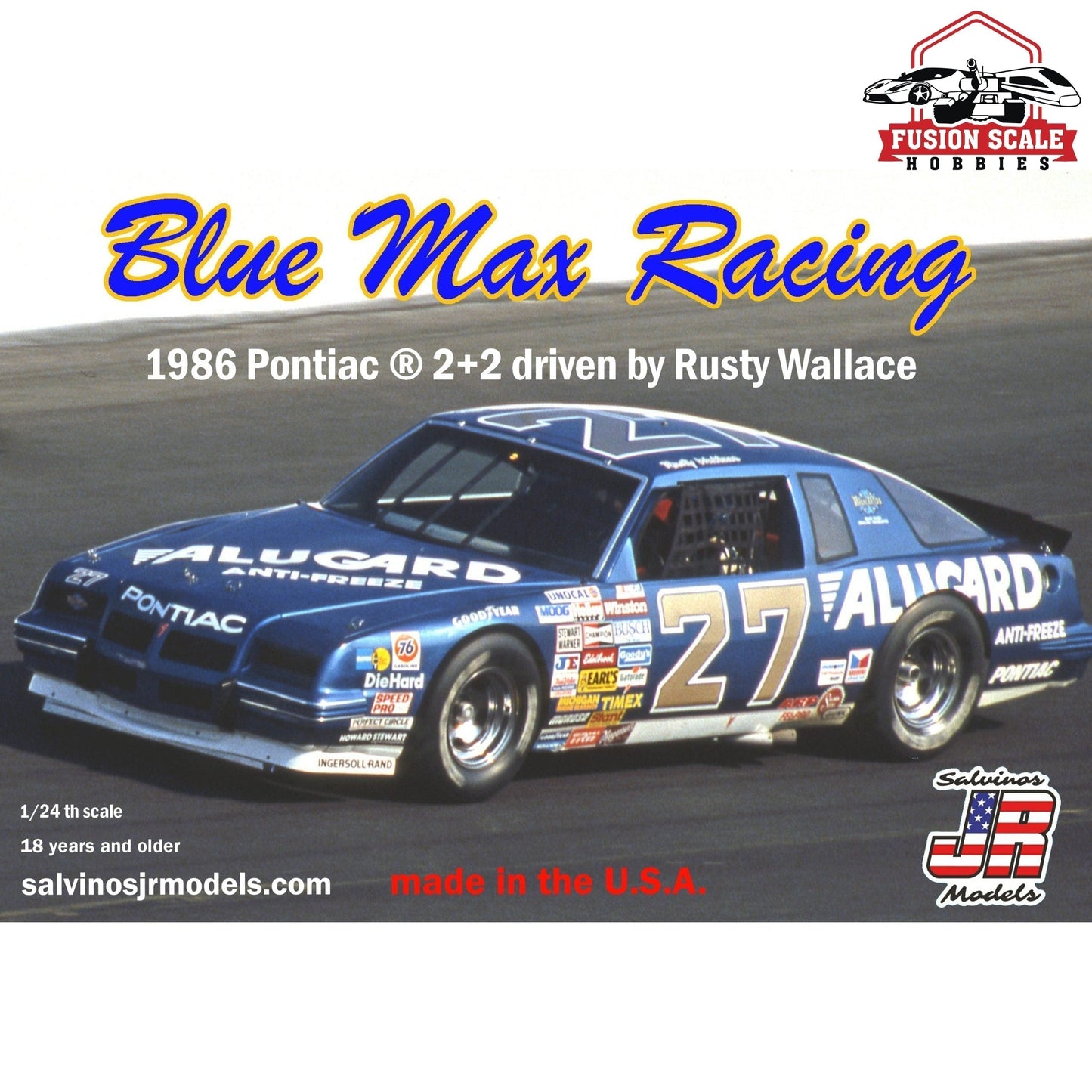 Salvinos JR Models Blue Max Racing 1986 2+2 Driven by Rusty Wallace