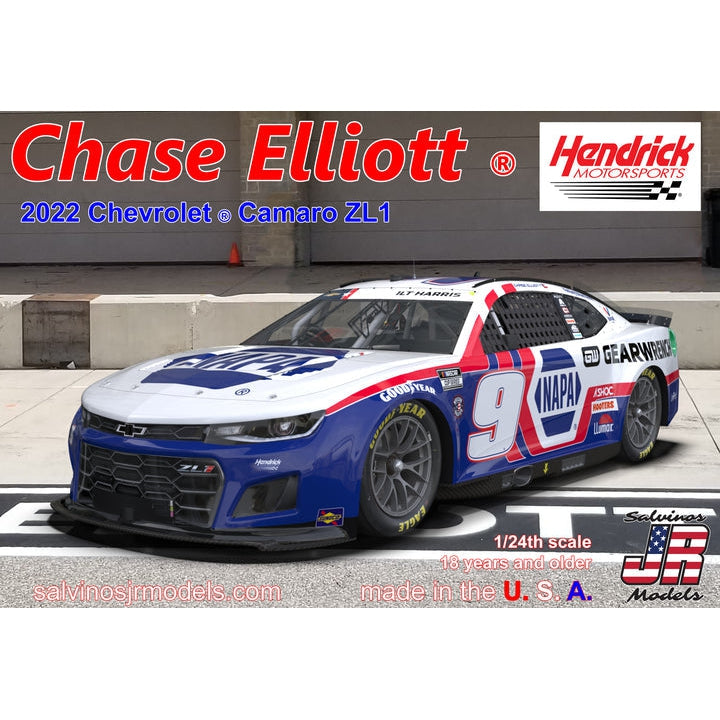 Salvinos JR Models Hendrick Motorsports Chase Elliott 2022 Camaro- Patriotic