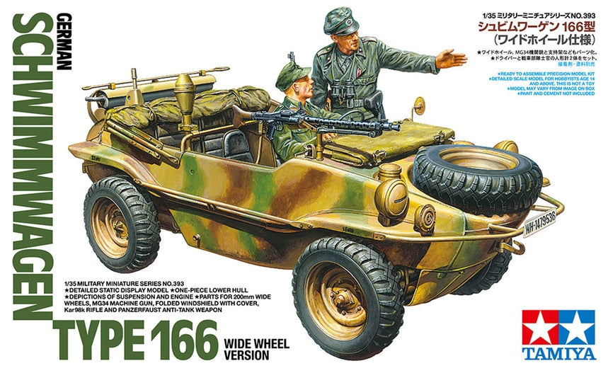 Tamiya 1/35 German Schwimmwagen Type 166 Wide Wheel Version - 35393