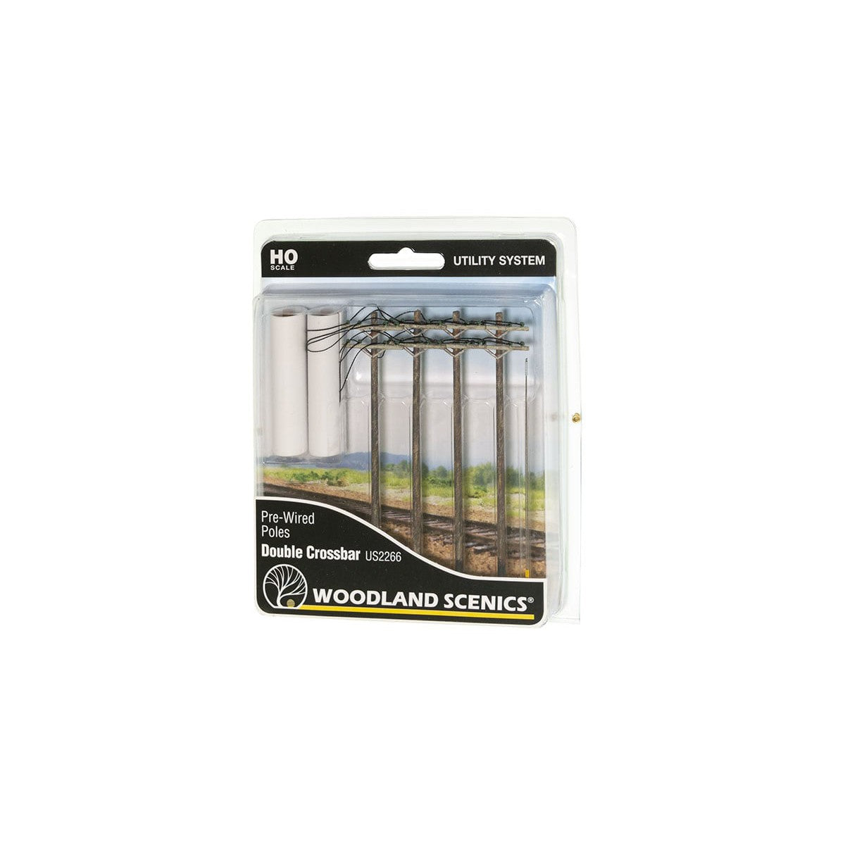 Woodland Scenics HO Scale Pre-Wired Poles Double Crossbar Power Poles