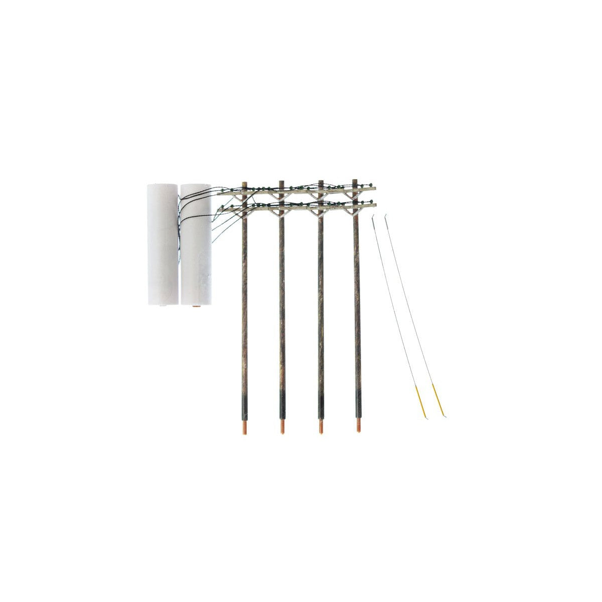 Woodland Scenics HO Scale Pre-Wired Poles Double Crossbar Power Poles