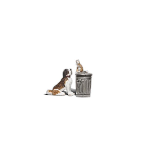 Woodland Scenics G Dog w/Cat on Trashcan
