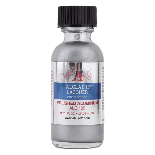 Alclad II Polished Aluminium Metallic Lacquer Paint 1 oz ALC105 | Scale Model Supply