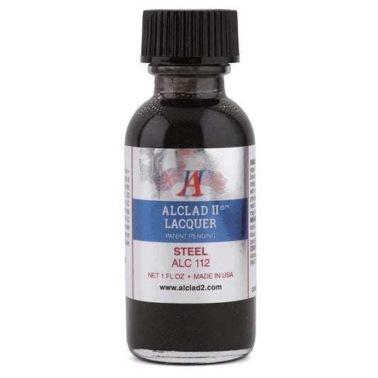 Alclad II Steel Metallic Lacquer Paint 1 oz ALC112 | Scale Model Supply