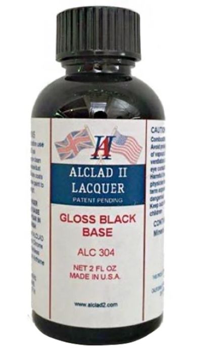 Alclad II Gloss Black Base . Bottle Metallic Lacquer Paint 1 oz ALC304 | Scale Model Supply