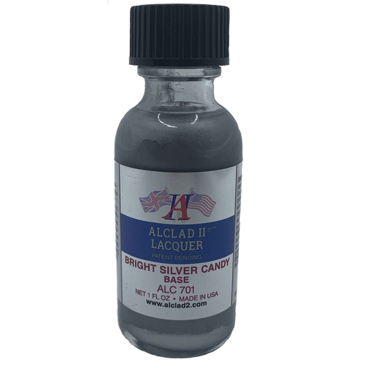 Alclad II Candy Bright Silver Base Enamel . Bottle Metallic Lacquer Paint 1 oz ALC701 | Scale Model Supply