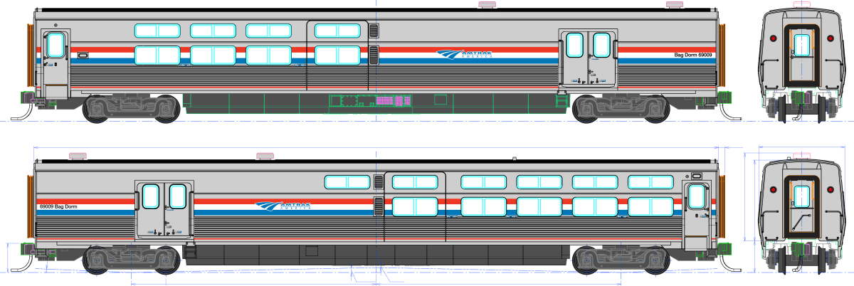 Kato HO Scale Amtrak Viewliner II Baggage - Dorm Phase III 69009 - Fusion Scale Hobbies