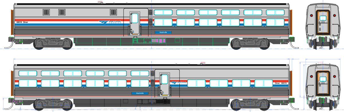 Kato HO Scale Amtrak Viewliner II Diner Phase III 68019 Nashville - Fusion Scale Hobbies