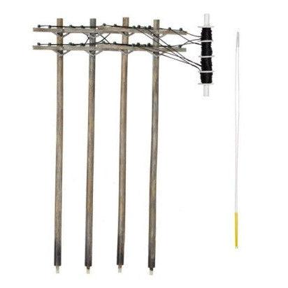 Woodland Scenics HO Scale Pre-Wired Poles Double Crossbar Power Poles